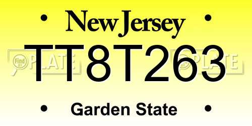 TT8T263 New Jersey License Plate