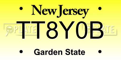 TT8Y0B New Jersey License Plate