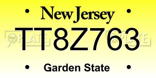 TT8Z763 New Jersey License Plate