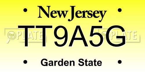 TT9A5G New Jersey License Plate