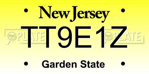 TT9E1Z New Jersey License Plate