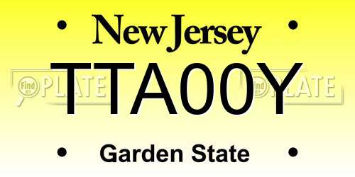 TTA00Y New Jersey License Plate