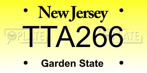 TTA266 New Jersey License Plate