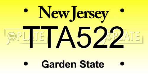 TTA522 New Jersey License Plate