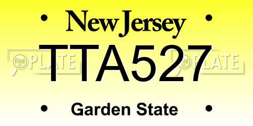 TTA527 New Jersey License Plate