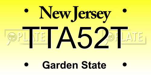 TTA52T New Jersey License Plate