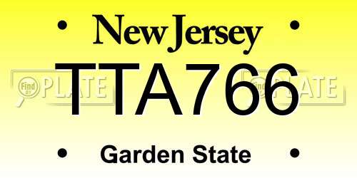 TTA766 New Jersey License Plate