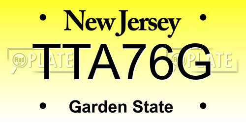TTA76G New Jersey License Plate