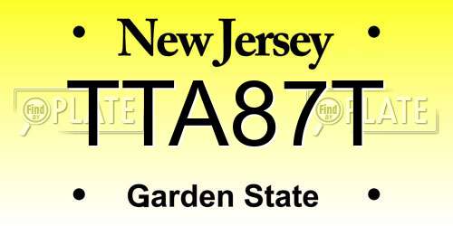 TTA87T New Jersey License Plate