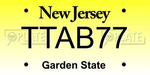 TTAB77 New Jersey License Plate