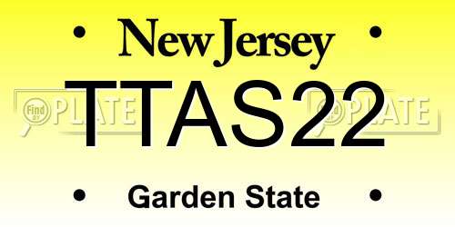 TTAS22 New Jersey License Plate