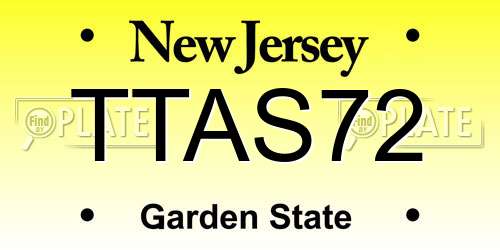 TTAS72 New Jersey License Plate