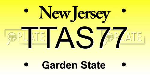 TTAS77 New Jersey License Plate