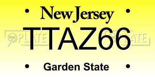 TTAZ66 New Jersey License Plate