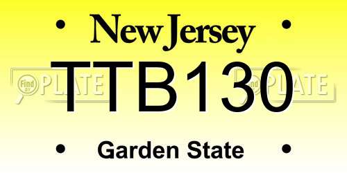 TTB130 New Jersey License Plate