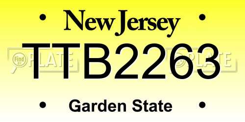 TTB2263 New Jersey License Plate