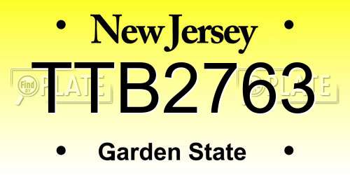 TTB2763 New Jersey License Plate