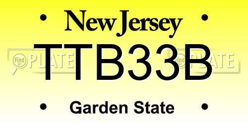 TTB33B New Jersey License Plate