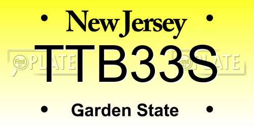 TTB33S New Jersey License Plate