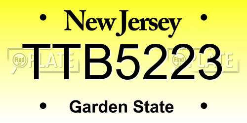 TTB5223 New Jersey License Plate