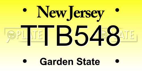 TTB548 New Jersey License Plate