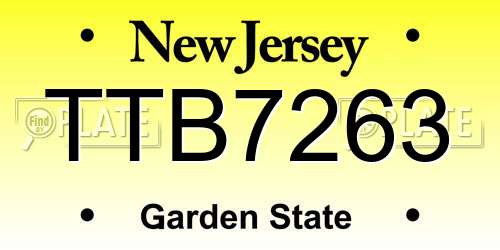 TTB7263 New Jersey License Plate