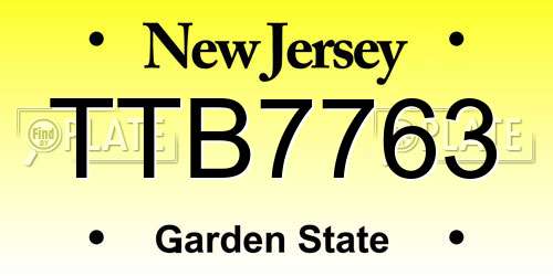 TTB7763 New Jersey License Plate
