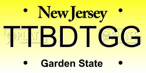 TTBDTGG New Jersey License Plate