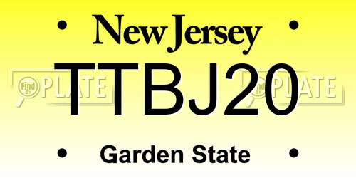 TTBJ20 New Jersey License Plate