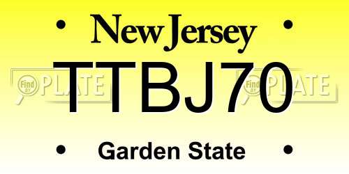 TTBJ70 New Jersey License Plate