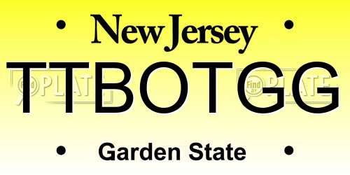 TTBOTGG New Jersey License Plate