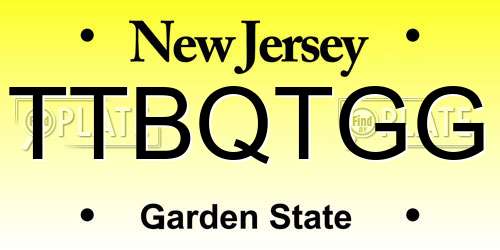 TTBQTGG New Jersey License Plate