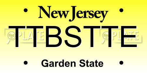 TTBSTTE New Jersey License Plate