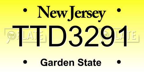 TTD3291 New Jersey License Plate