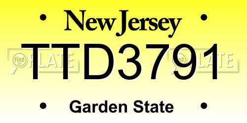 TTD3791 New Jersey License Plate