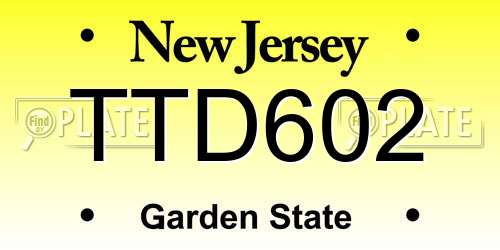 TTD602 New Jersey License Plate