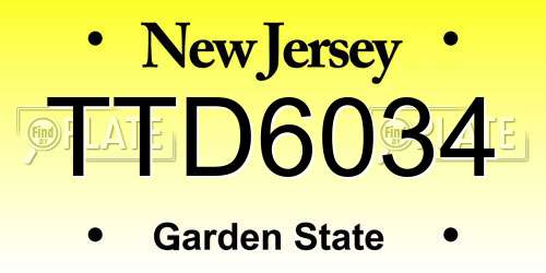TTD6034 New Jersey License Plate