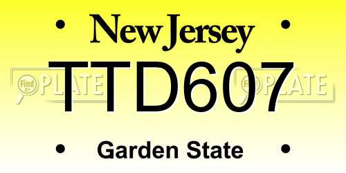 TTD607 New Jersey License Plate