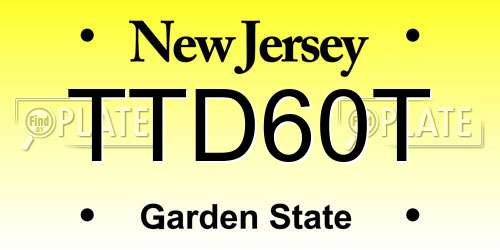 TTD60T New Jersey License Plate