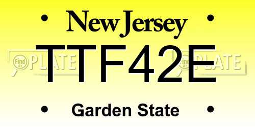 TTF42E New Jersey License Plate