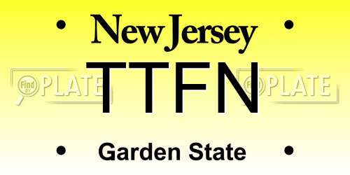 TTFN New Jersey License Plate
