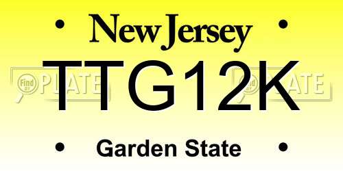 TTG12K New Jersey License Plate