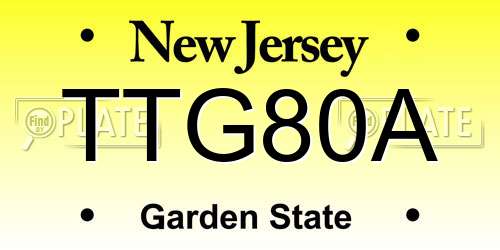 TTG80A New Jersey License Plate