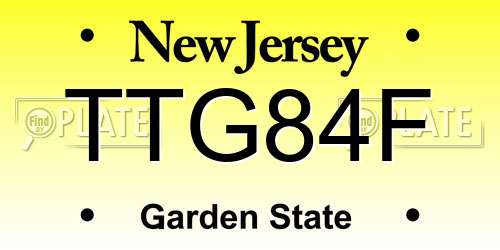 TTG84F New Jersey License Plate