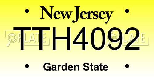 TTH4092 New Jersey License Plate