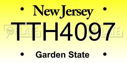 TTH4097 New Jersey License Plate