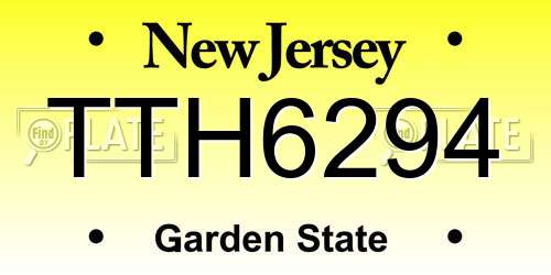 TTH6294 New Jersey License Plate