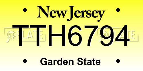 TTH6794 New Jersey License Plate