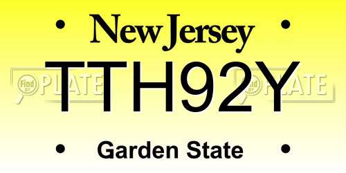 TTH92Y New Jersey License Plate