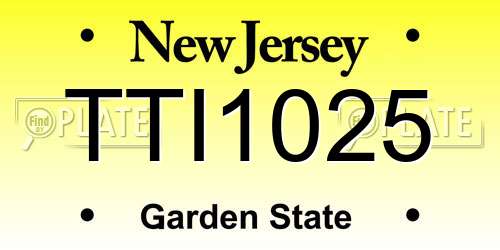 TTI1025 New Jersey License Plate
